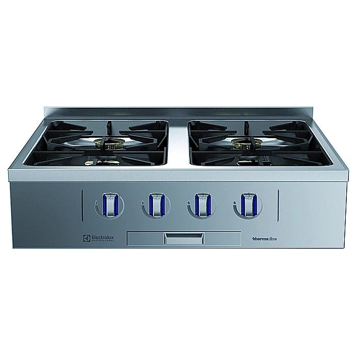 Gamma cottura modulare<br>thermaline 85 - 4 fuochi top con Ecoflam, 1 lato operatore, alzatina