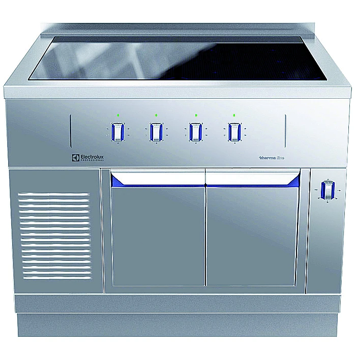 Gamma cottura modulare<br>thermaline 85 - Induzione 4 zone ampia superficie su armadio caldo 1 lato operatore, alzatina