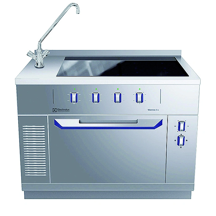 Modular Cooking<br>Hel häll induktion (zonfri) på statisk ugn, blandare till vänster, 1200 mm, betjänas från 1 sida med