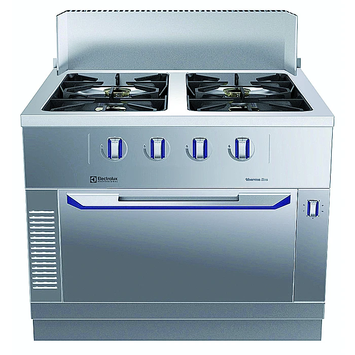 Gamma cottura modulare<br>thermaline 85 - 4 fuochi su forno a gas, 1 lato operatore, alzatina H 700