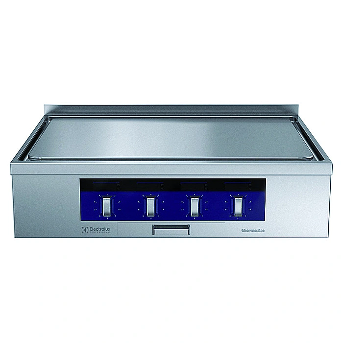 Gamma cottura modulare<br>thermaline 90 – Tuttapiastra elettrico 4 zone con Ecotop, 1 lato operatore con alzatina