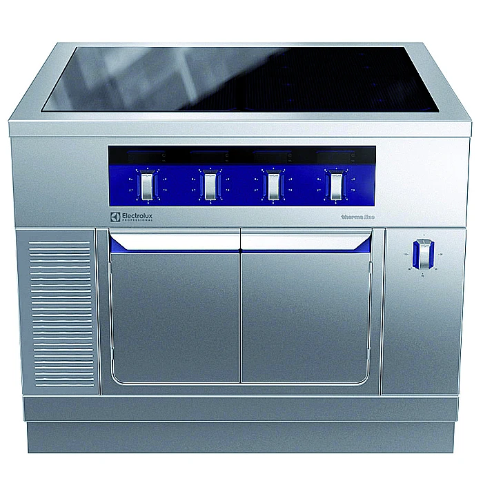Gamma cottura modulare<br>thermaline 90 – Induzione 4 zone ampia superficie su base calda, 1 lato operatore, profilo igienico