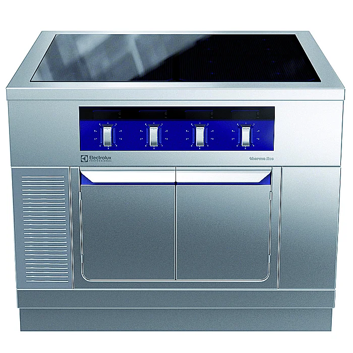 Gamma cottura modulare<br>thermaline 90 – Induzione 4 zone ampia superficie su base chiusa, 1 lato operatore, profilo igienico