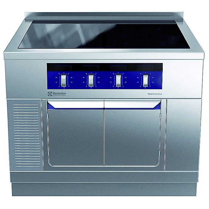 Gamma cottura modulare<br>thermaline 90 – Induzione 4 zone ampia superficie su base armadiata, 1 lato op. alzatina, profilo st