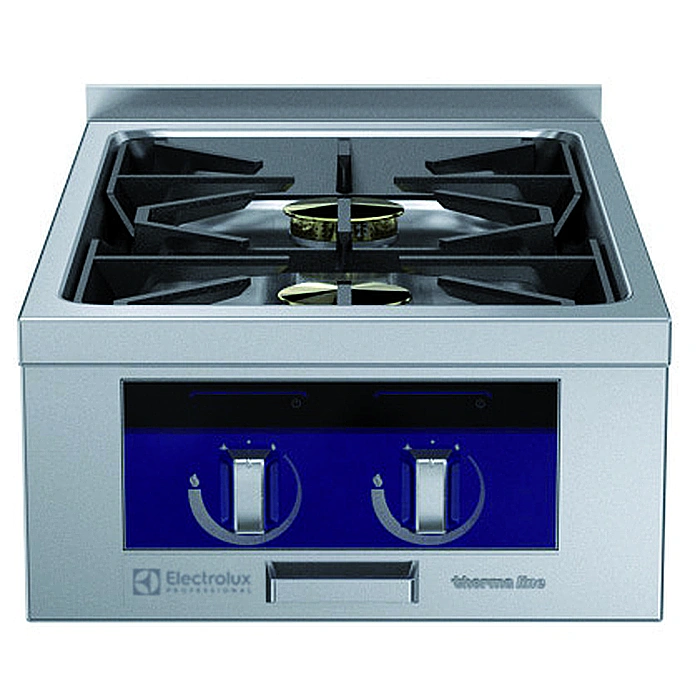 Gamma cottura modulare<br>thermaline 90 - Cucina a gas Top 2 fuochi con Ecoflan, alzatina, 1 lato operatore