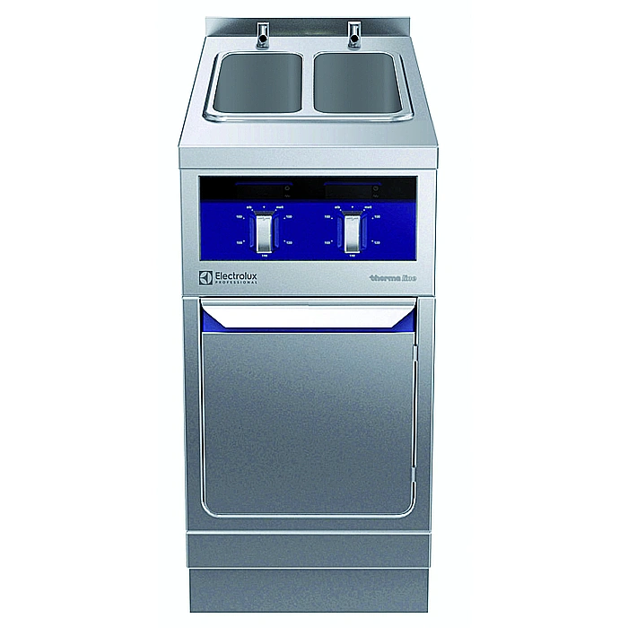 Gamma cottura modulare<br>thermaline 90 – Cuocipasta elettrico, 2 vasche da 5 lt, 1 lato operatore, alzatina, profilo igienico