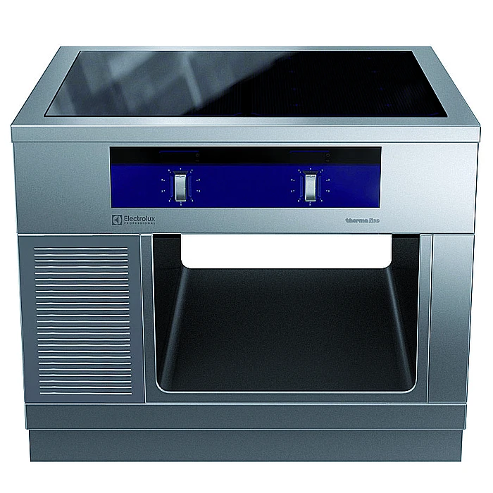 Gamma cottura modulare<br>thermaline 90 – Induzione 4 zone ampia superficie su base aperta, passante, profilo standard