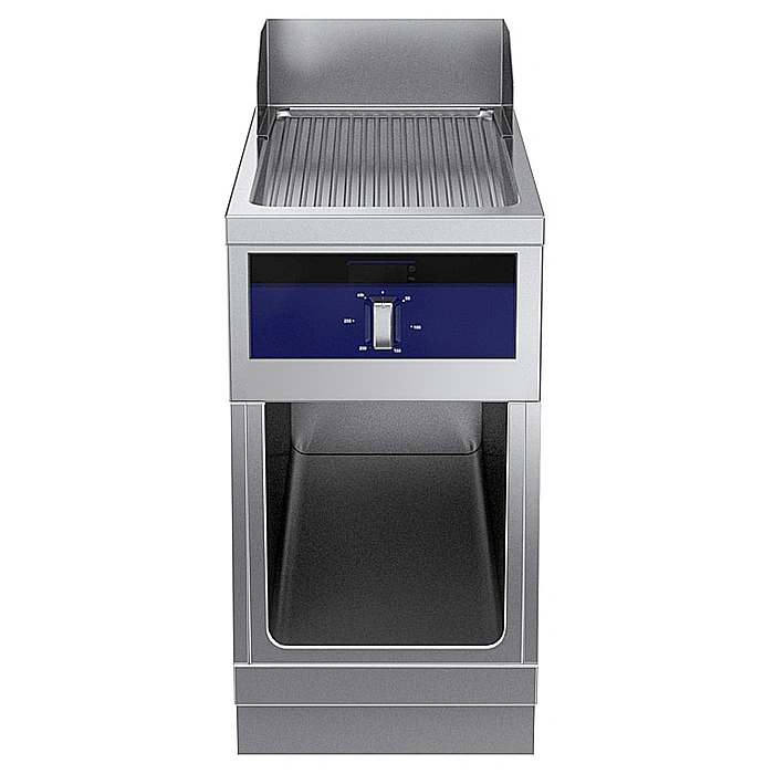 Gamma cottura modulare<br>thermaline 90 - Fry top elettrico con piastra liscia al cromo, ½ modulo, alzatina, 1 lato operatore