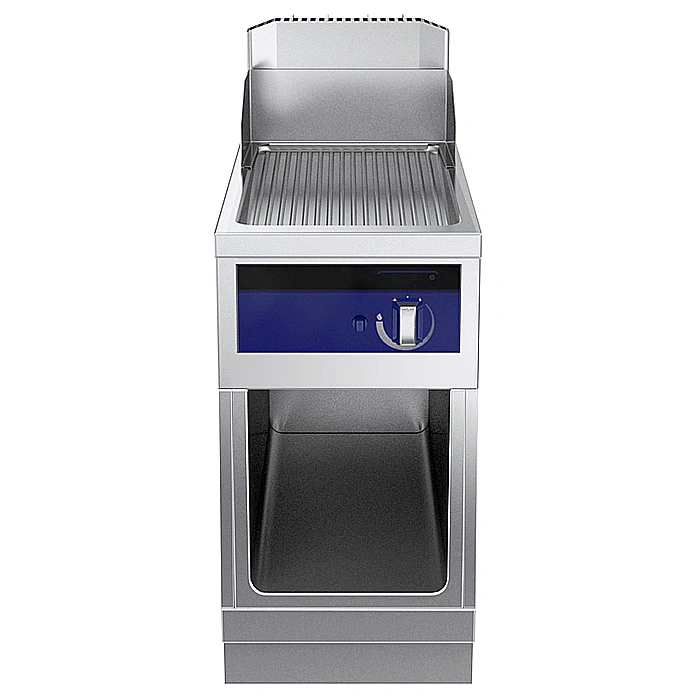 Gamma cottura modulare<br>thermaline 90 - Fry top a gas piastra liscia al cromo, ½ modulo, alzatina, 1 lato operatore H 800