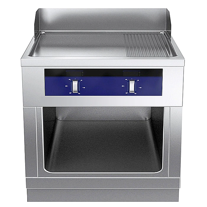 Gamma cottura modulare<br>thermaline 90 - Fry top elettrico piastra liscia/rigata al cromo, 1 modulo, 1 lato operatore H 800