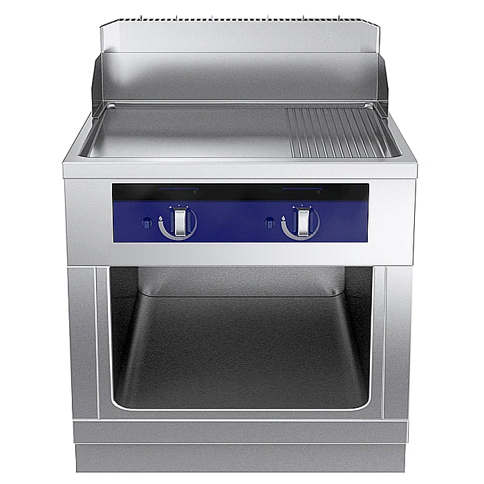 Gamma cottura modulare<br>thermaline 90 - Fry top a gas piastra liscia/rigata al cromo, 1 modulo, 1 lato operatore H 800