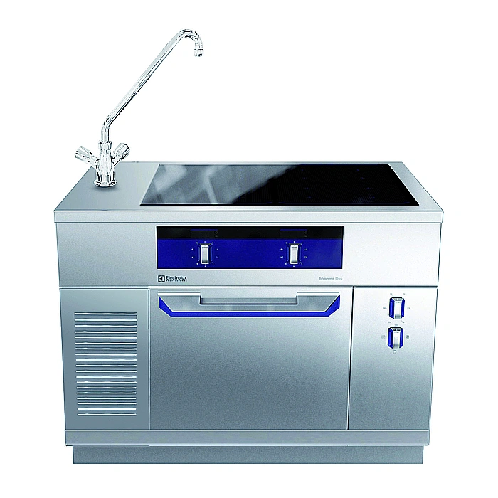 Modular Cooking<br>Hel häll induktion (zonfri) på el statisk ugn, blandare till vänster, 1200 mm, betjänas från 2 sidor