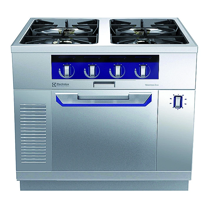 Gamma cottura modulare<br>thermaline 90 - Cucina a gas 4 fuochi su forno a gas statico, Ecoflam, 1 lato operatore H 800