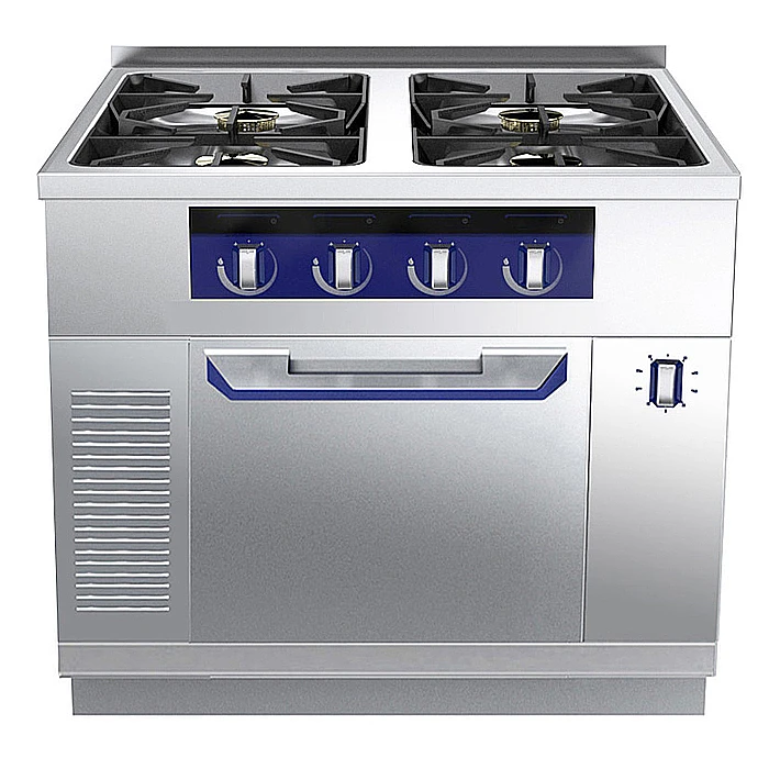 Gamma cottura modulare<br>thermaline 90 - Cucina a gas 4 fuochi su forno a gas statico, alzatina, 1 lato operatore H 800
