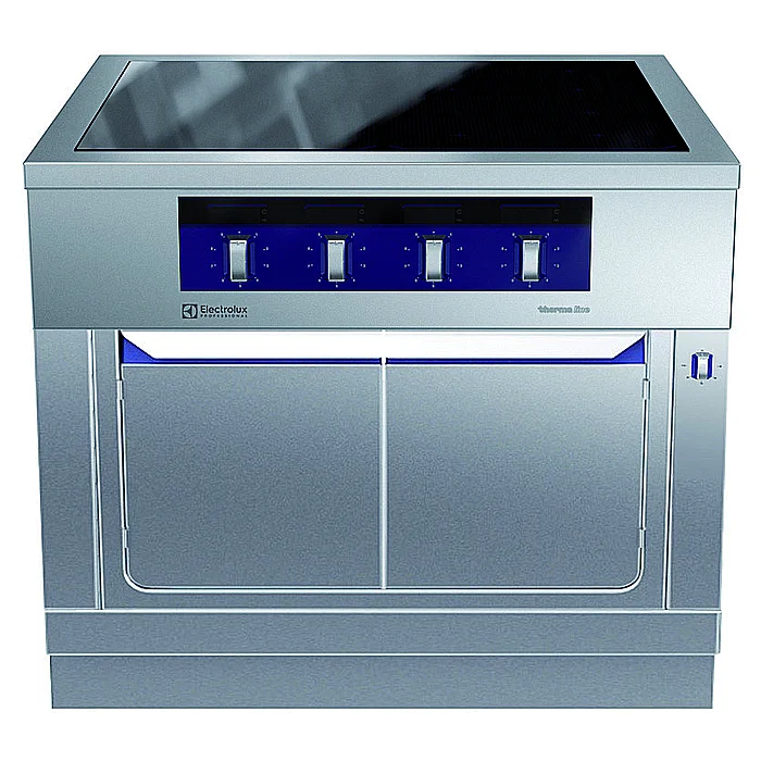 Gamma cottura modulare<br>Piano ad induzione 4 zone, su vano caldo, con alzatina posteriore - 1 lato operatore