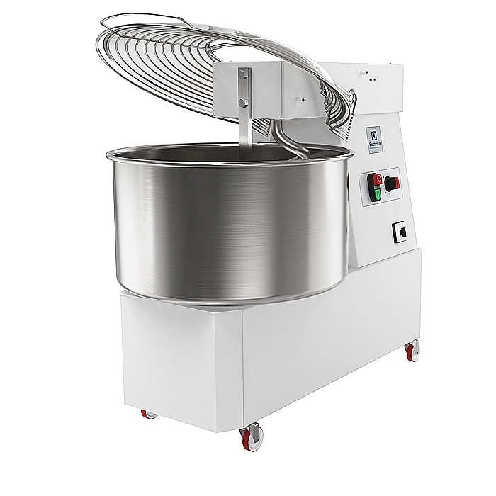 Impastatrici<br>Impastatrice a spirale, vasca 62 litri, 2 velocità: 80/160 giri/m. (utensile).Su ruote
