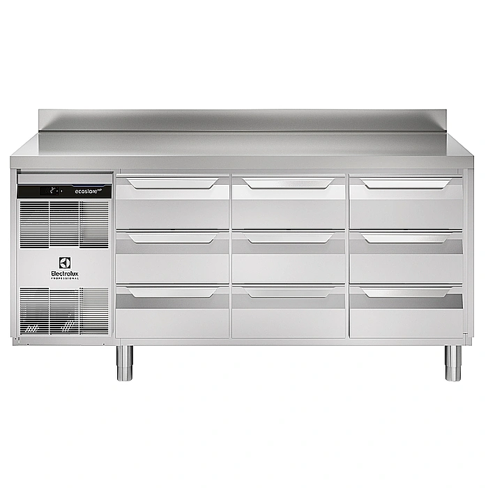 ecostore HP Premium<br>Tavolo refrigerato 440lt, 9x⅓ cassetti, -2+10°C, alzatina