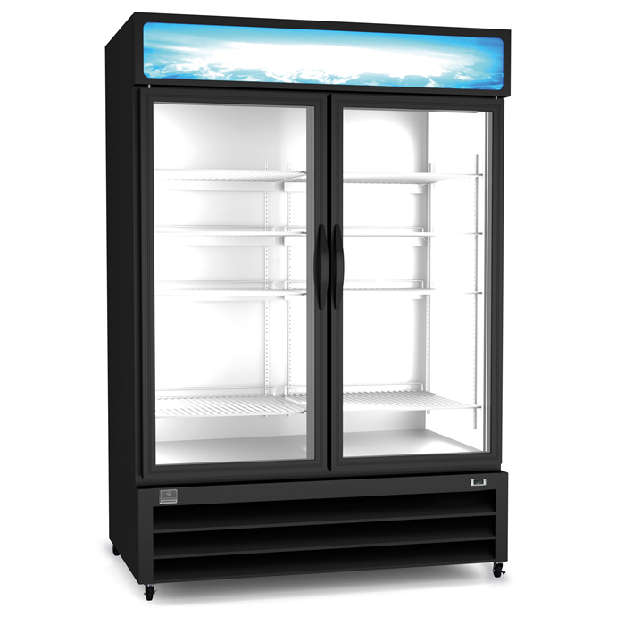 Refrigeration Equipment<br>Merchandiser Freezer, 49 cu.ft, 2 Glass Door, black (R290)