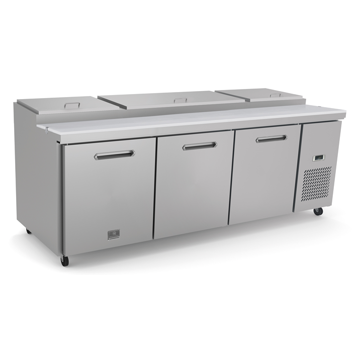 Refrigeration Equipment<br>Pizza Preparation Table, 3 Door with 12GN 1/3 containers - Stainless Steel (R290)
