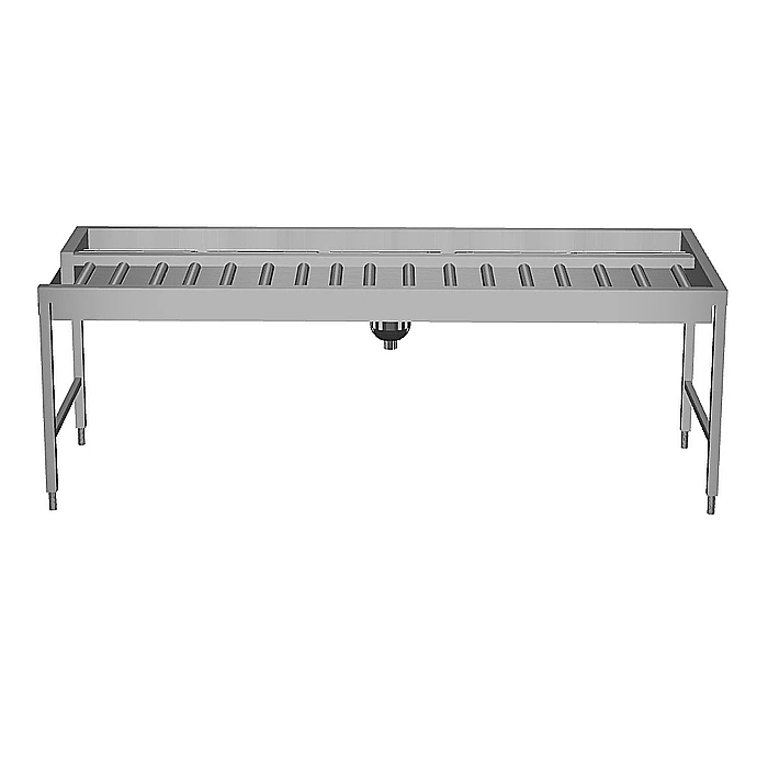Movimentazione Stoviglie<br>Tavolo di sbarazzo manuale per 5 cesti con vasca, carico laterale, da sinistra a destra, 2640 mm