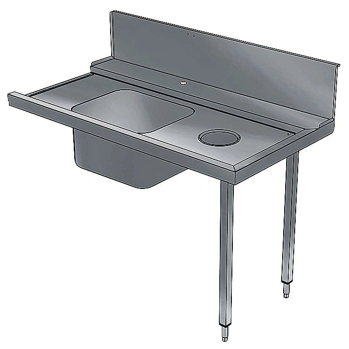 Movimentazione Stoviglie<br>Tavolo di prelavaggio per capottine con vasca 600x500 e foro, da destra verso sinistra – 1400 mm