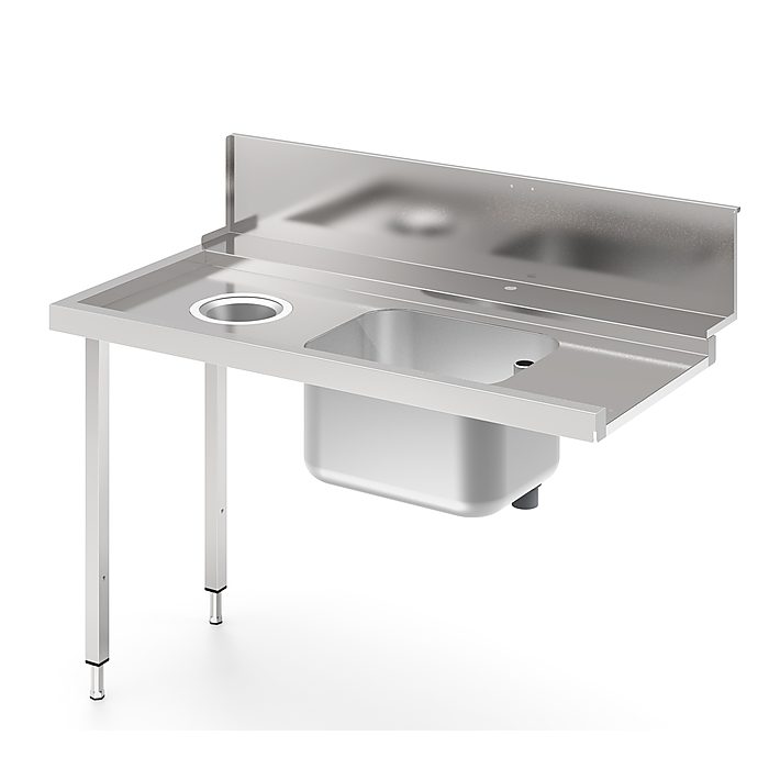 Movimentazione Stoviglie<br>Pre-wash Table with Bowl and Hole Left to Right, 1400mm