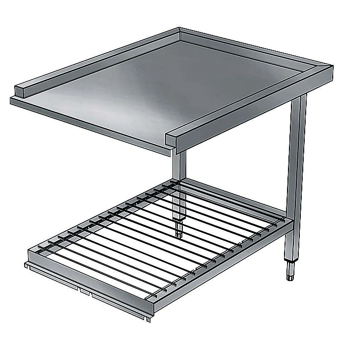 Movimentazione Stoviglie<br>Tavolo di scarico con ripiano inferiore grigliato - 900 mm