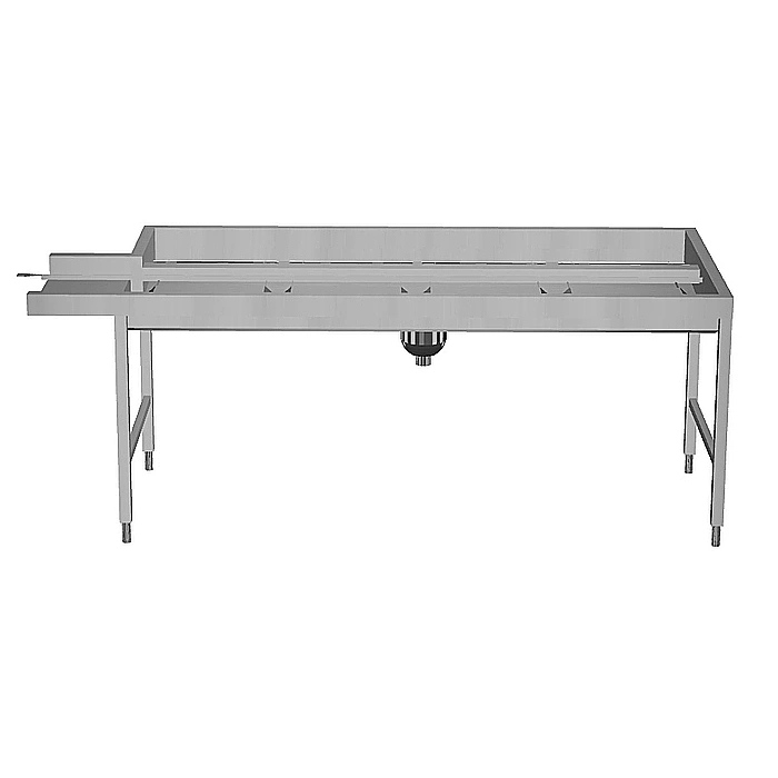 Movimentazione Stoviglie<br>Tavolo impilabile automatico, azionato da lavastoviglie, per 4 cesti, carico da sx a dx, 2430 mm