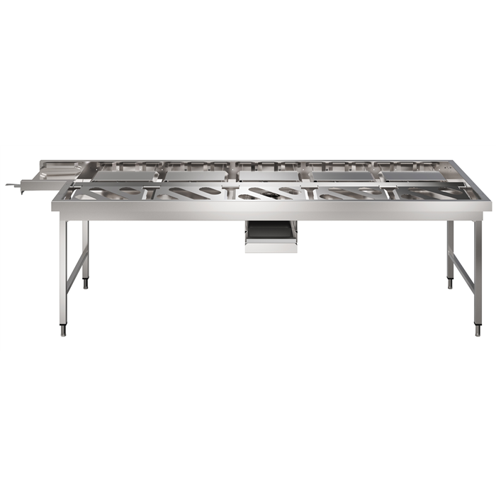 Movimentazione Stoviglie<br>Tavolo impilabile automatico, azionato da lavastoviglie, per 5 cesti, carico da dx a sx, 2940 mm