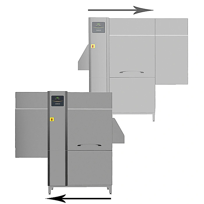 Lavaggio Stoviglie<br>Lavastoviglie cesto trascinato SMART100 da 100 cesti/ora, zona asciugatura, elettrica