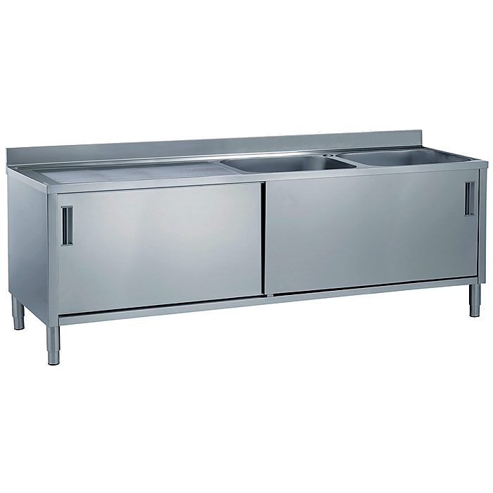 Preparazione Statica StandardLavatoio armadiato 2 vasche, gocciolatoio sinistro e 2 porte scorrevoli, da 2000 mm