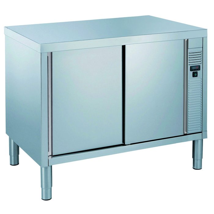 Preparazione Statica StandardTavolo armadiato caldo, ventilato, con 1 ripiano e 2 porte scorrevoli, da 1200 mm
