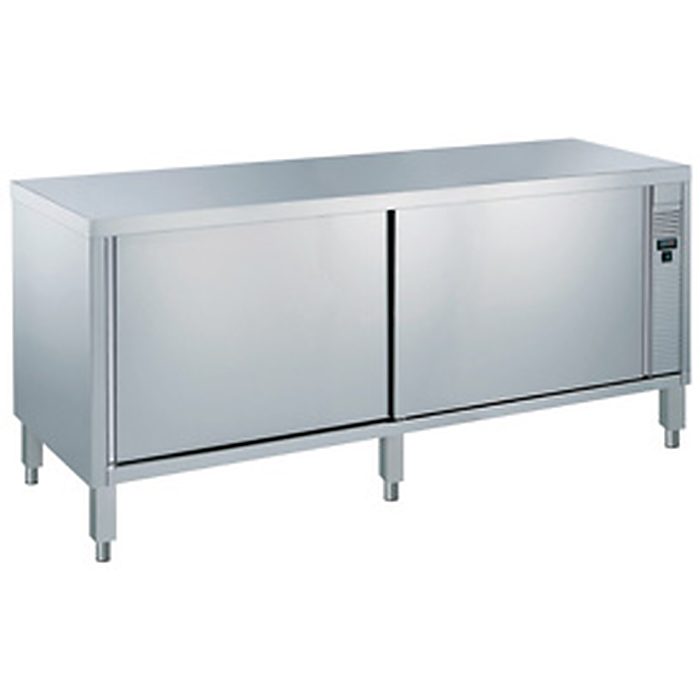 Preparazione Statica StandardTavolo armadiato caldo passante, ventilato, con 1 ripiano e 4 porte scorrevoli, da 2000 mm