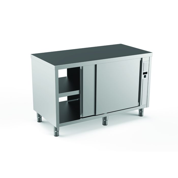 Preparazione Statica StandardTavolo armadiato caldo passante, ventilato, con 1 ripiano e 4 porte scorrevoli, da 1600 mm