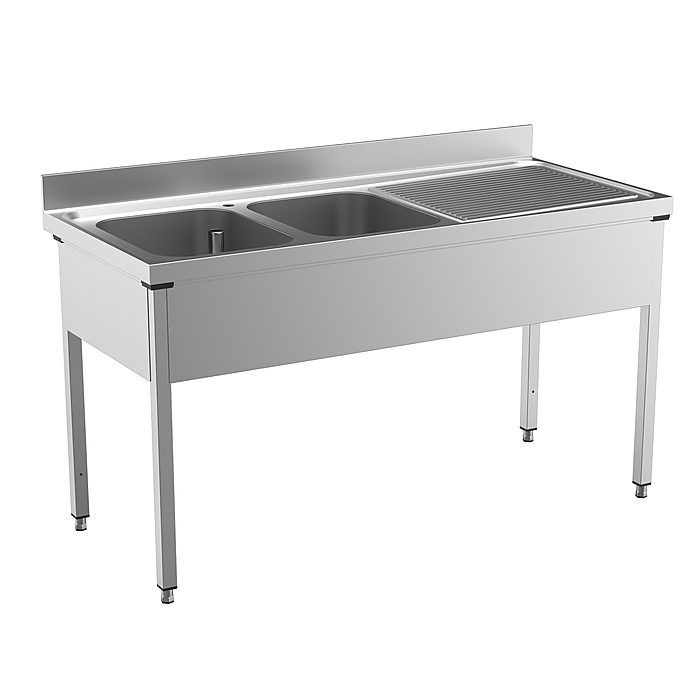 Preparazione Statica StandardLavatoio con 2 vasche e gocciolatoio destro, da 1800 mm