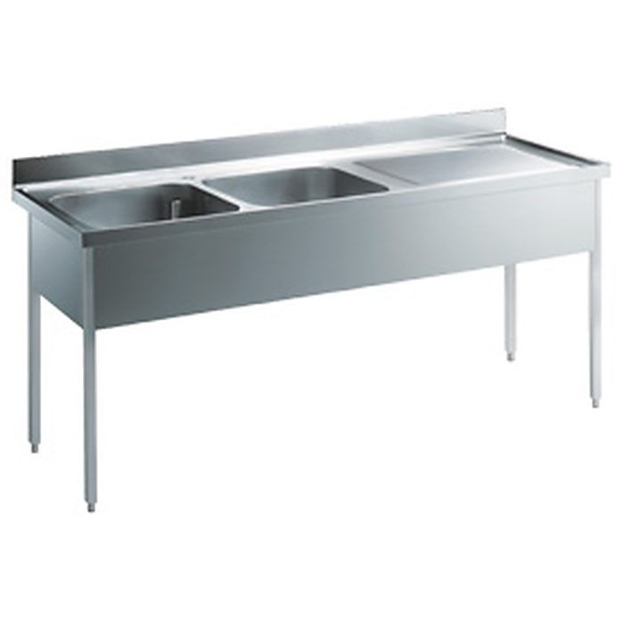 Preparazione Statica StandardLavatoio con 2 vasche e gocciolatoio destro, da 2100 mm