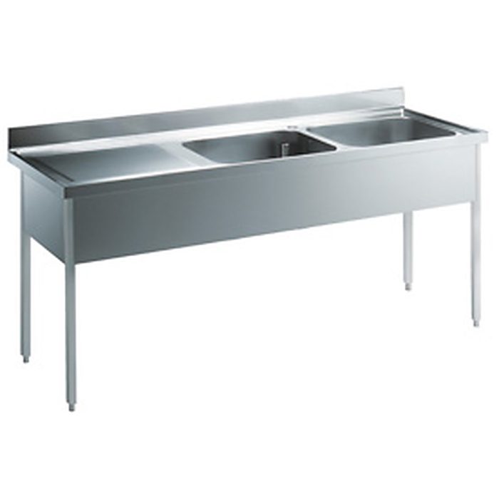 Preparazione Statica StandardLavatoio con 2 vasche e gocciolatoio sinistro, da 2100 mm