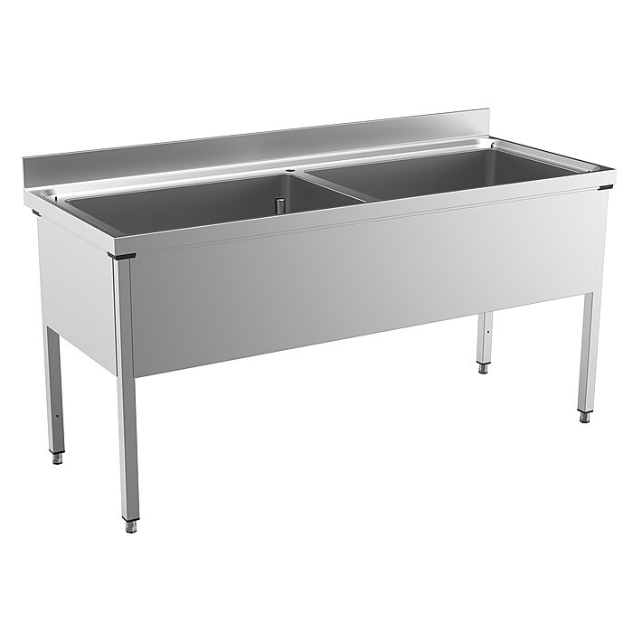 Preparazione Statica StandardLavatoio per pentole con 2 vasche, da 1800 mm