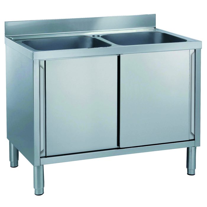 Preparazione Statica StandardLavatoio armadiato con 2 vasche e 2 porte scorrevoli, da 1200 mm