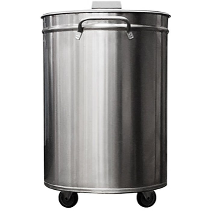 AccessoriVasca carrellata inox per rifiuti, capacità 50 litri, con coperchio