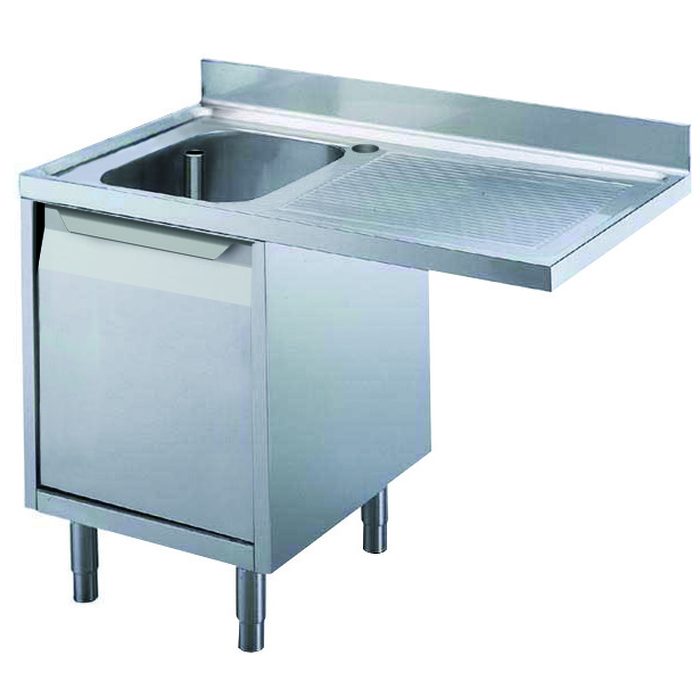 Preparazione Statica StandardLavatoio armadiato con 1 vasca e gocciolatoio destro, per lavastoviglie sottotavolo, da 1200 mm