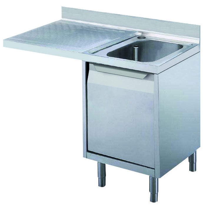 Preparazione Statica StandardLavatoio armadiato con 1 vasca e gocciolatoio sinistro, per lavastoviglie sottotavolo, da 1200 mm