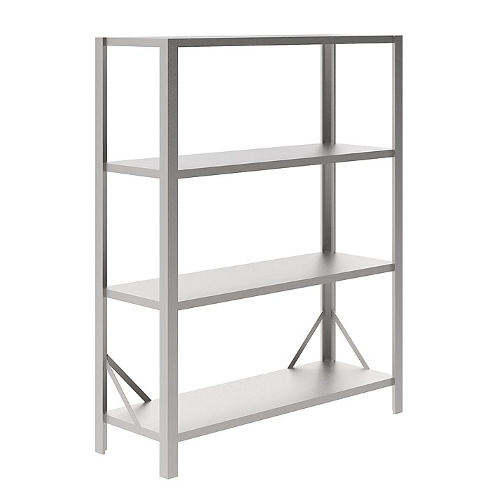 Preparazione StaticaScaffale con 4 ripiani in acciaio inox AISI 304, da 1570 mm