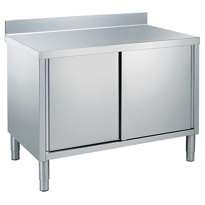 Preparazione Statica StandardTavolo armadiato con alzatina, 1 ripiano e 2 porte scorrevoli, da 1400 mm