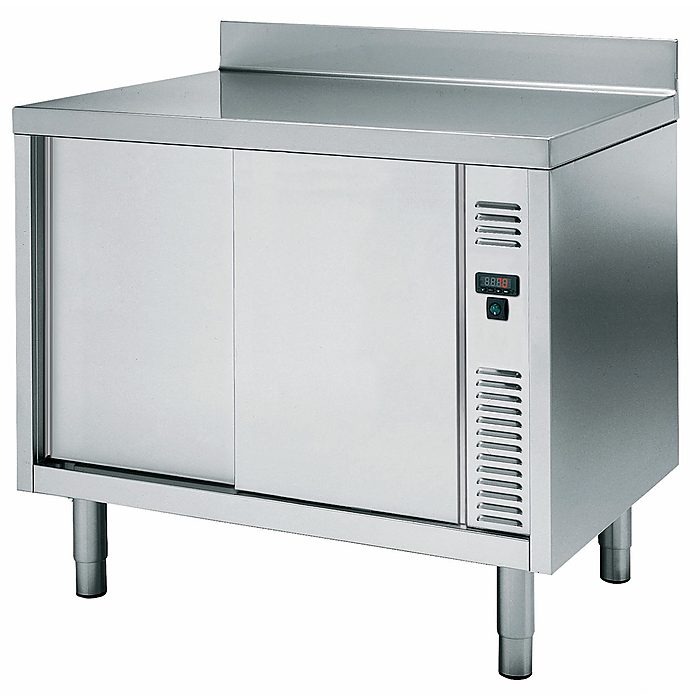 Preparazione Statica StandardTavolo armadiato caldo, ventilato, con alzatina, 1 ripiano e 2 porte scorrevoli, da 1200 mm