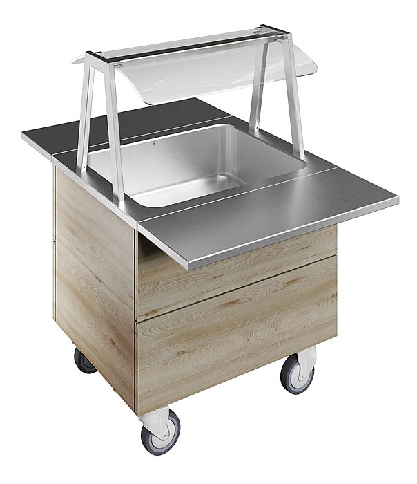 Idea Bainmarie, one well (2GN) with wheels H=750mm, overshelf with LED