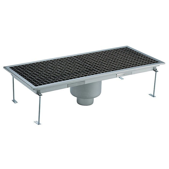 Pilette e vasche a pavimentoVasca a pavimento AISI 304 sifone centrale – scarico verticale 400×1400 mm