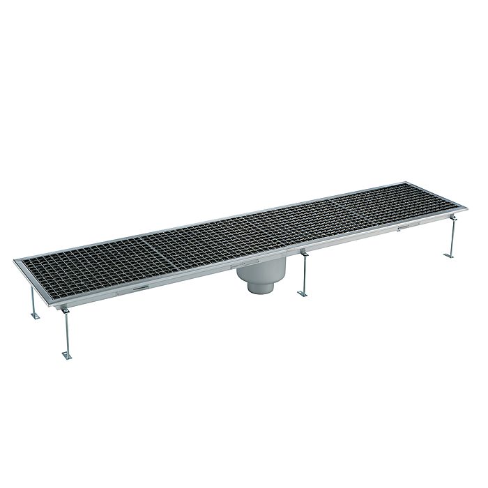 Pilette e vasche a pavimentoVasca a pavimento AISI 304 sifone centrale – scarico verticale 400×2300 mm