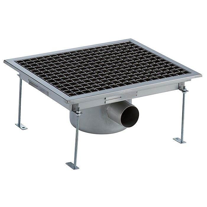 Pilette e vasche a pavimentoVasca a pavimento AISI 304 sifone centrale – scarico orizzontale 400×500 mm