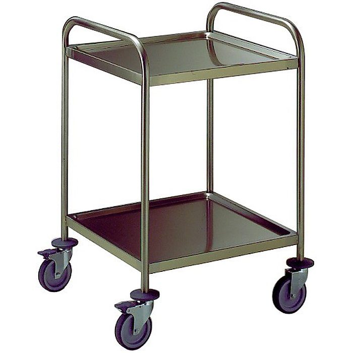 Carrelli di servizioCarrello di servizio con maniglia 2 ripiani 600 mm